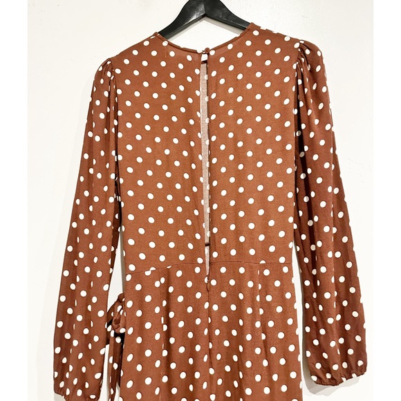 Reformation Reza Wrap Effect Polka Dot Crepe Midi Dress Size 10 - Picture 9 of 14